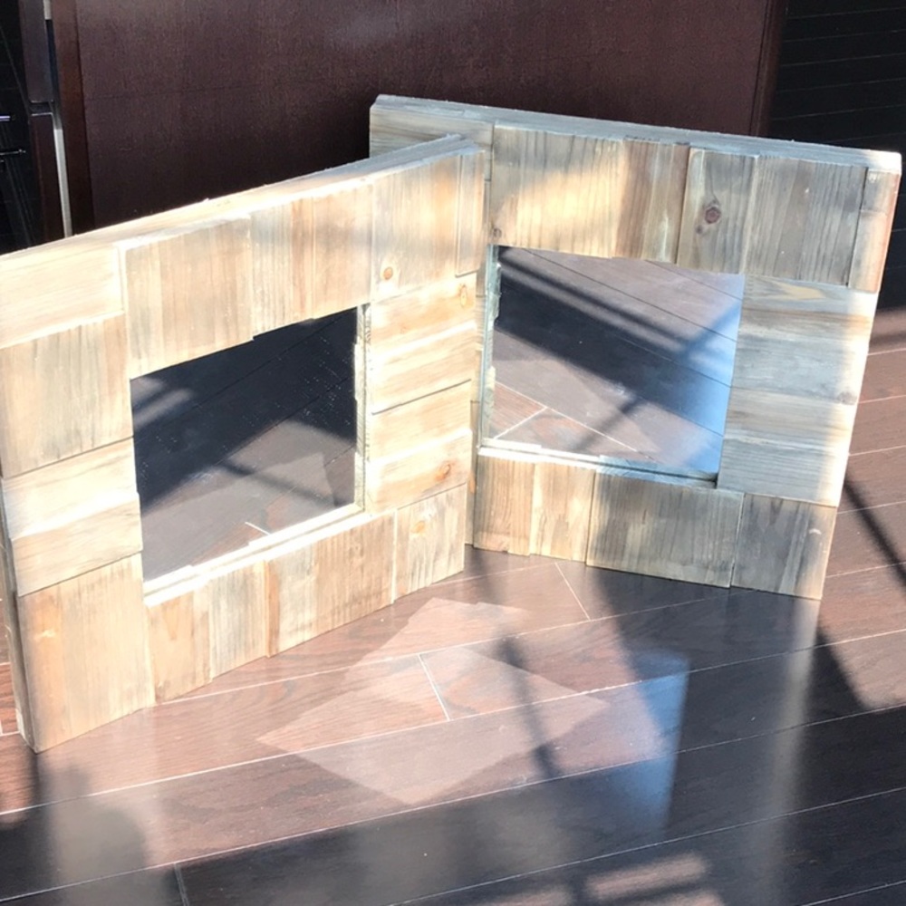Set of Distressed Barn Wood Mirrors.